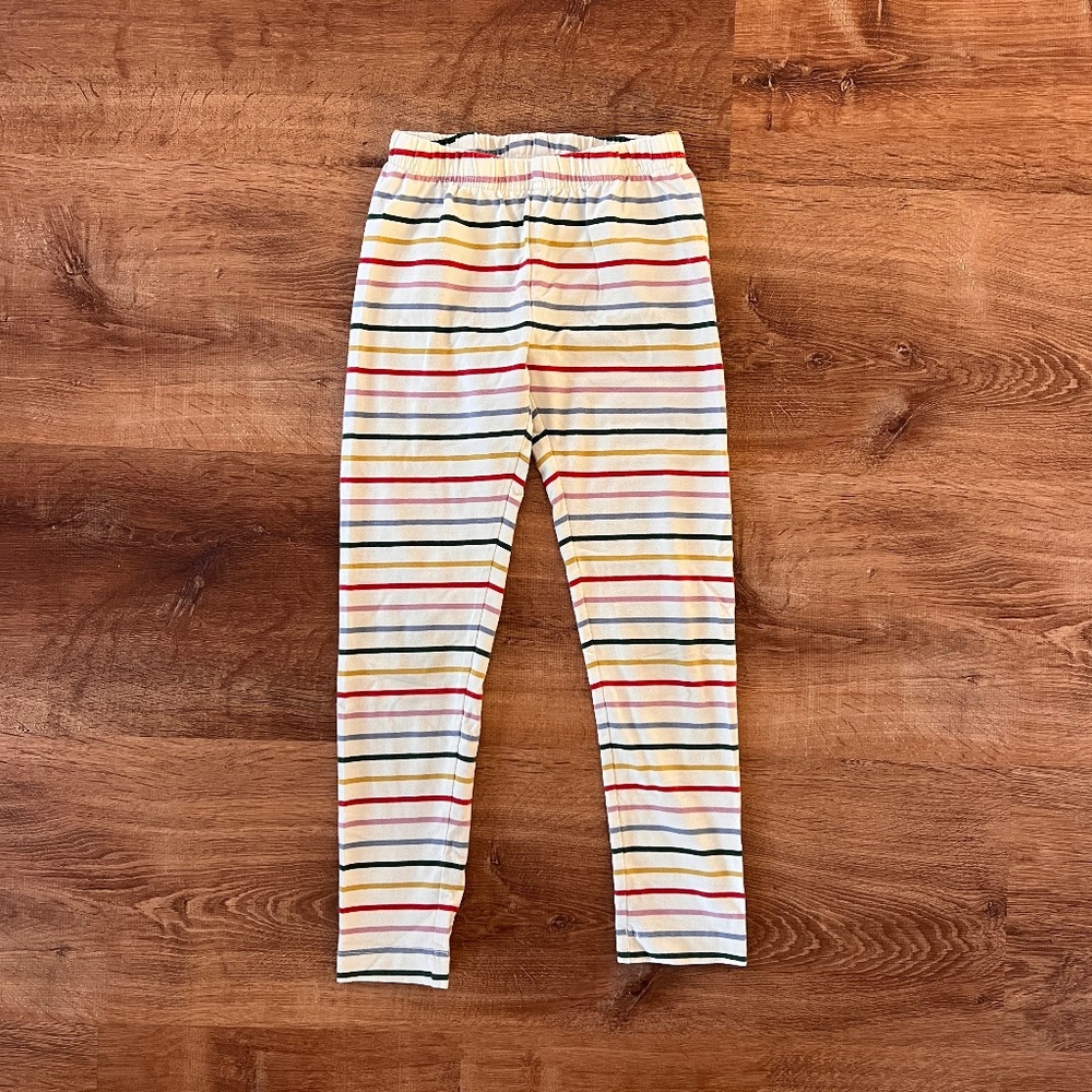 Two Pairs of Hanna Andersson Girls Striped Leggings - Rainbow and Pink/White